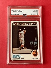 1973 Topps #380 JOHNNY BENCH (HOF) PSA 8 NM/MT  Cincinnati REDS - Tough!
