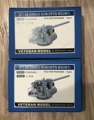2x Veteran Model VTW35001 1/350 5 /38 Single Gun Open Mount 4pcs New