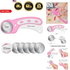 Rotary Cutter 45mm with Extra Blades for Fabric Leather Quilting Sewing Craft