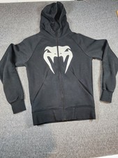 Sudadera con Capucha Venum Cremallera Para Hombres Mediana Negra MMA Gimnasio Entrenamiento UFC Luchador