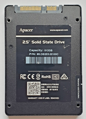 512 GB SATA III Apacer Panther P/N AS350 85.DB2E0.B100C 3D-NAND TLC SSD 2.5"