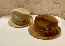 Lot 2 Vintage Churchill Mens Classic Felt Fedora Hats - 1 Brown 1 Tan - Size 7