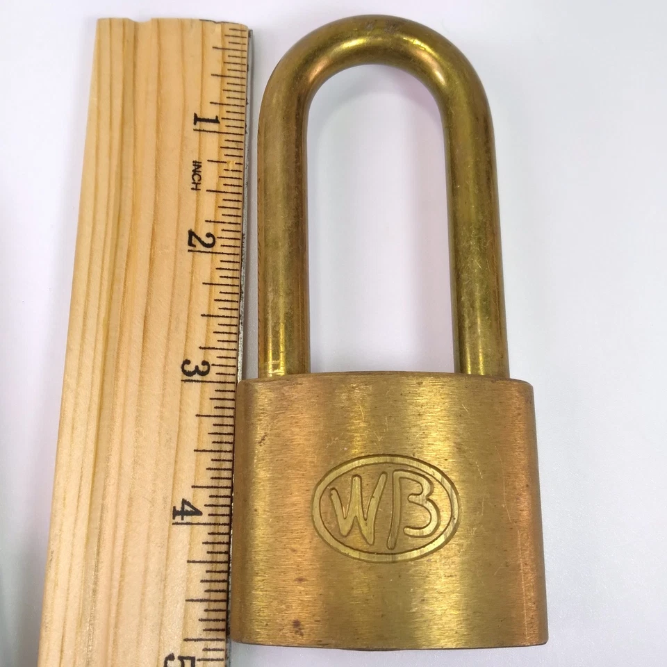 3 candado de latón vintage Wilson Bohannan WB 4,5" y 3,25" 1 llave grillete de 9 mm Foto 3 de 4