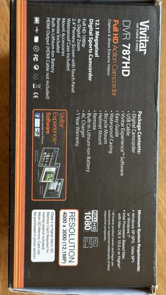 Vivitar DVR 787HD 1080 Full Action Camcorder New In Box - Image 3 of 4