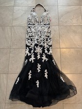 NWT Jasz Black Halter V-Neck Mermaid Evening Formal Gown Dress Pageant Prom 10