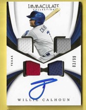 2018 Immaculate Willie Calhoun Rangers Autograph/Quad Jerseys 03/99