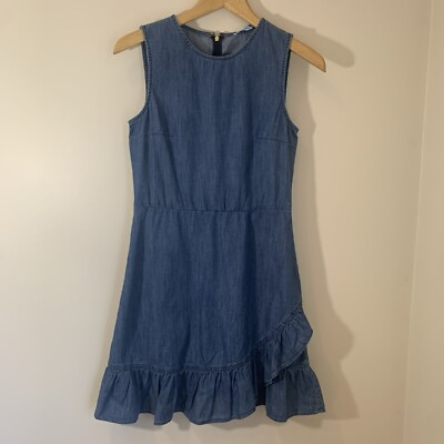 #ad Draper James Womens Faux Wrap Chambray Dress 6 Medium Wash Preppy Beachy Coastal $31.99