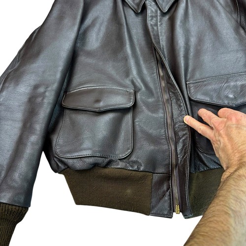 Abrigo Chaqueta de Vuelo Cooper Tipo A-2 USAF Cuero Marrón Bombardero Piloto Talla 46R - Imagen 9 de 22