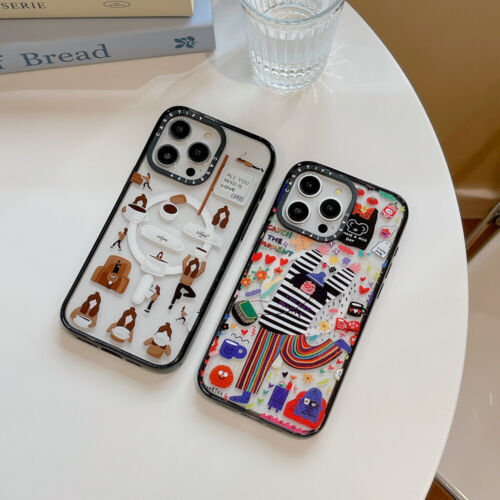 For iPhonehone 15 Pro Max 14 13 12 Cartoon Coffee Girl Magnetic Hard Phone Case