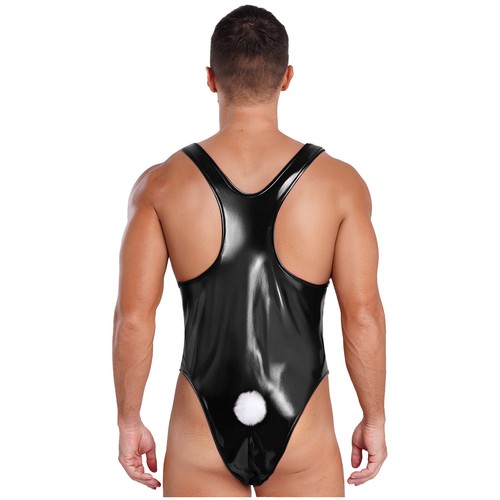 Abito uomo PVC pelle Sissy cameriera francese cosplay lingerie uniforme outfit notte - Foto 46 di 112