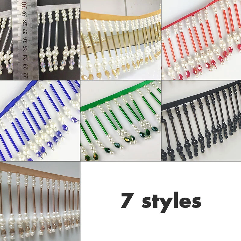 Bead Glass Pearl Tassel Fringe Lace Edge Trim Ribbon Costume Sew Craft Decor - image 3 of 4