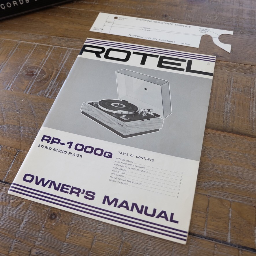 Original Rotel RP-1000Q Stereo Turntable Operating Instructions Operators Manual