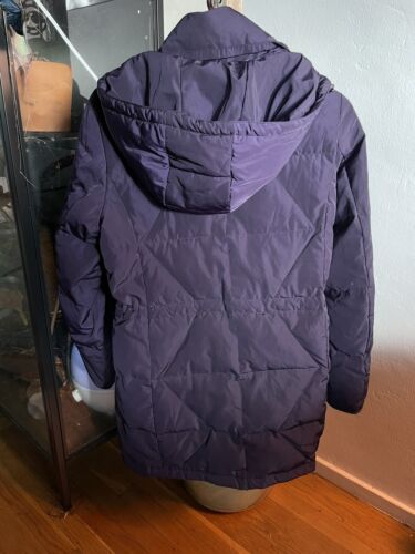 Lands End Womens Puffer Long Down Jacket Coat Purple Hooded Sz Small S - Picture 3 of 4
