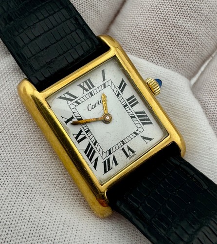 Cartier Tank 5512 106 Gold Plated Mechanical Wristwatch 21mm Case Runs AS IS - Picture 7 of 8
