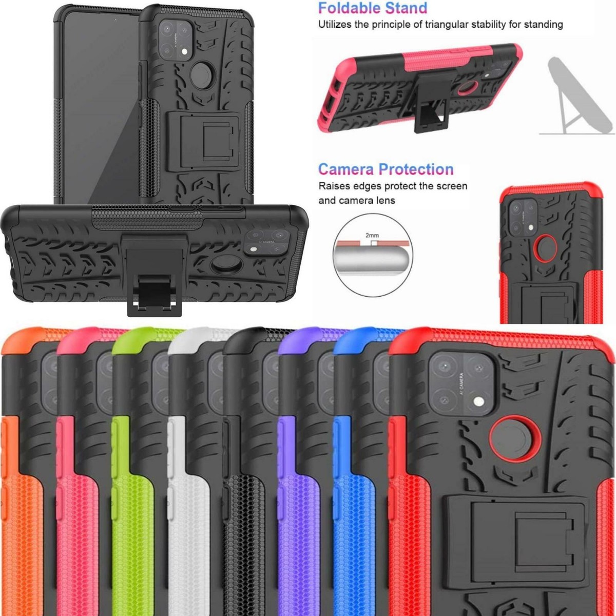 For Oppo A15 Case, Slim Armor Shockproof TOUGH Stand Phone Cover