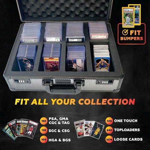 Sleek Aluminum Graded Card Case - 4 Row Sports Card Storage with Zipper Closure - 第 4/10 張圖片