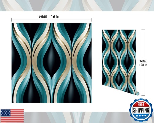 FLFK Boho Wallpaper Peel and Stick Removable Wave Streak Wall Mural for Livin - Picture 2 of 5