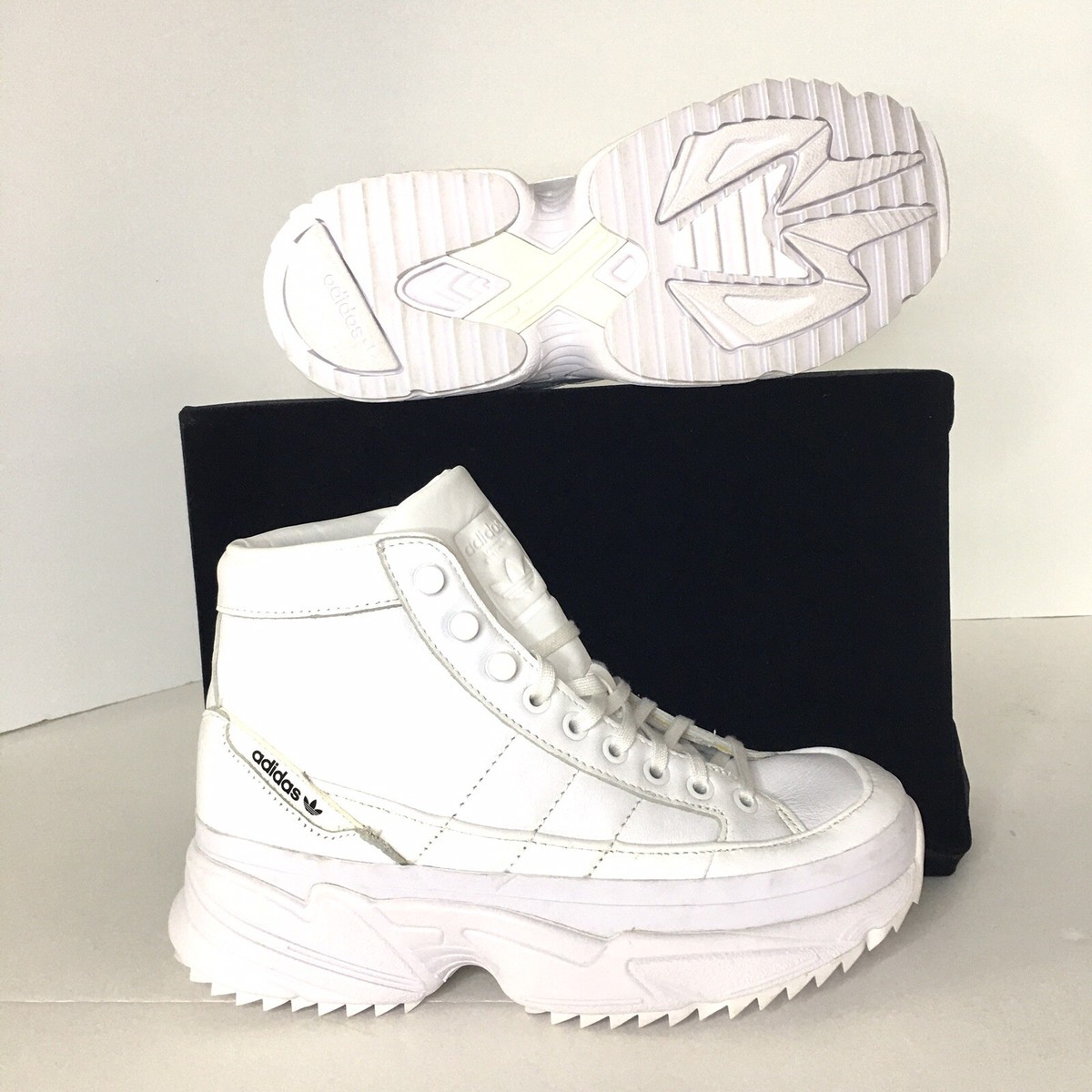 Sale!! こんな綺麗な4.5cm厚底!!☆Adidas W☆ KIELLOR XTRA ADIDAS Originals White Kiellor Xtra Trainers Hi Top Size 7