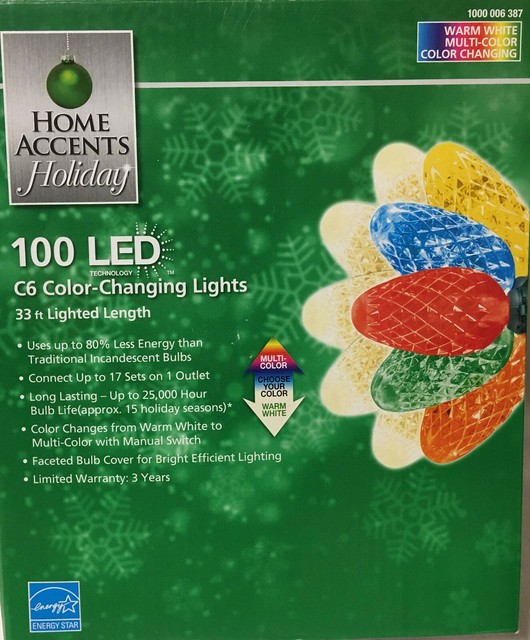 Home Accents Holiday 100 LED C6 Warm White/multi Color Changing Lights