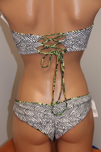 NWT VOLCOM Swimsuit Bikini 2pc set Size S YEF Yellow Flash Reversible Bandeau - Picture 7 of 7