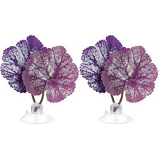 2Pcs Betta Fish Leaf Hammock Pad Aquarium Tank Plastic Plants with Suction Cu...