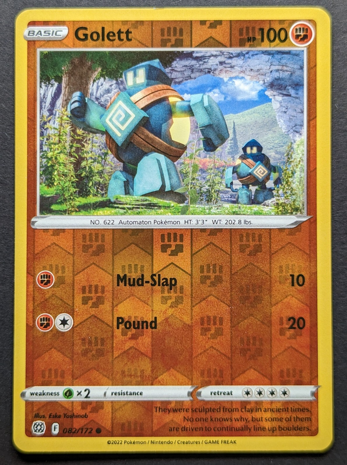 Golett 2022 Brilliant Stars Reverse Holo Pokemon Card 082/172 (NM)