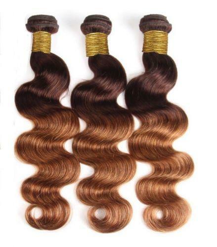 100% Human Hair Ombre 4/30 Body Wave 3 Bundles with free part 4*4 Lace Closure - Bild 2 von 6