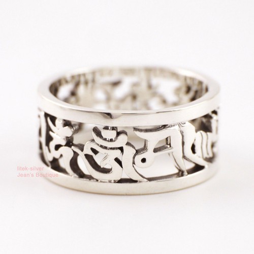 Anello Hum Uomo Argento Sterling 925 Buddismo Tibetano Mantra Om Mani Padme Argento Sterling A3357-P - Foto 3 di 5