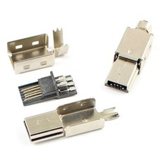 5Pcs Mini USB 5 Pin Male Connector Plug Wire Solder Cable Socket Metal Housing