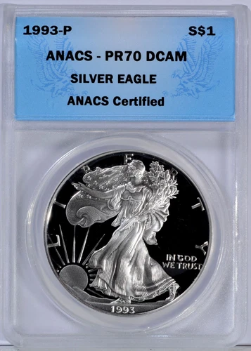 1993-P PR70 DCAM American Silver Eagle ANACS Blue Label
