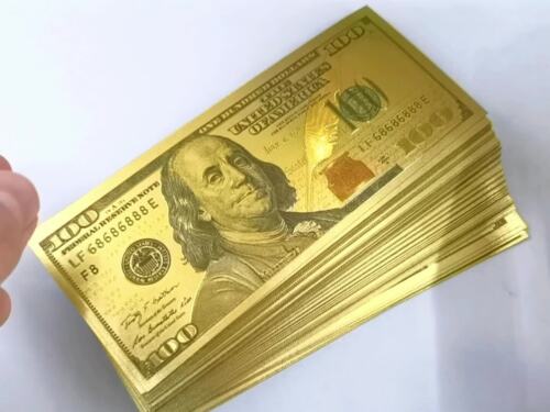 All'ingrosso 500 pz nuove banconote d'oro colore $ 100 dollari USD denaro banconote artigianato - Video 1 di 1