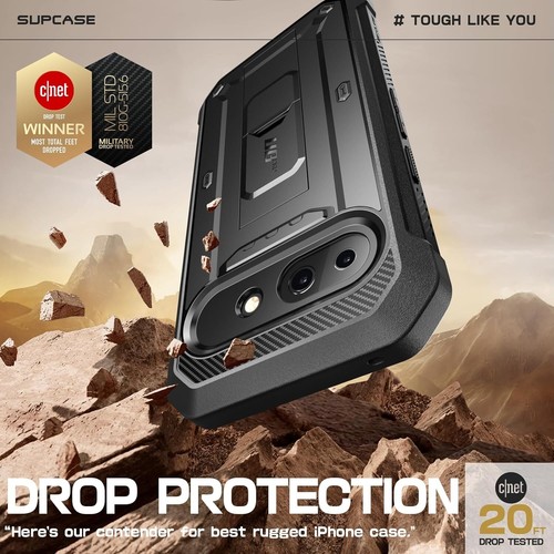 For Google Pixel 9A (2025), SUPCASE Full-Body Case Rugged Kickstand Cover BLACK - Picture 7 of 8