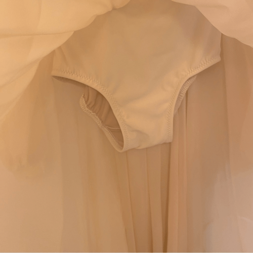 Custom solo dance costume lyrical mesh dress rhinestoned ivory yellow LC - Picture 8 of 13