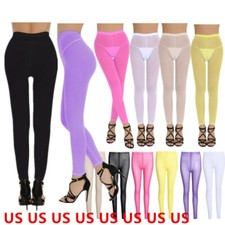 Women's See-through Mesh Pantyhose Gym Sport Fitness Tights Transparent Trousers