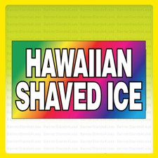 18x36 Inch HAWAIIAN SHAVED ICE Vinyl Banner Concession Sign Rainbow