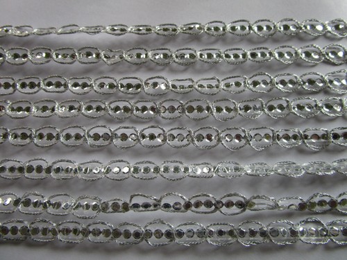 2 Meter Spitze Nichtelastisch Silber 7 mm breite Borten #BB 615 - Bild 5 von 8