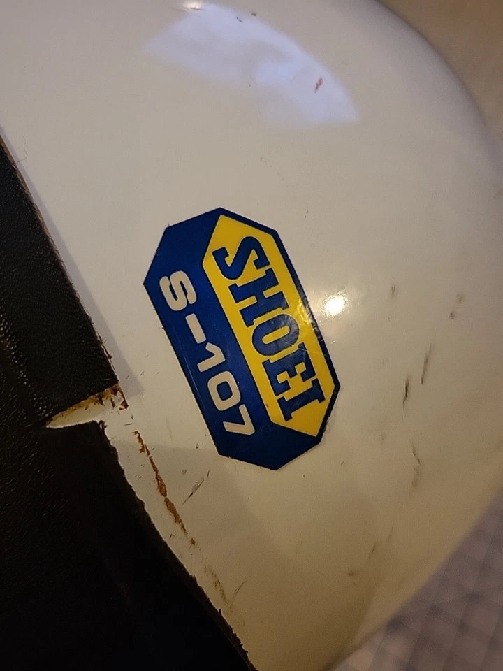 Casco De Colección Shoei S107 Raro Blanco Con Visera Hecho en Japón Niño Pequeño Juvenil Foto 3 de 4