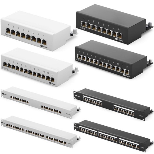 Cat6 Cat6a Patchpanel 8/12/16/24-Port RJ45 geschirmt Desktop Aufputz10 GB LAN - Afbeelding 1 van 193
