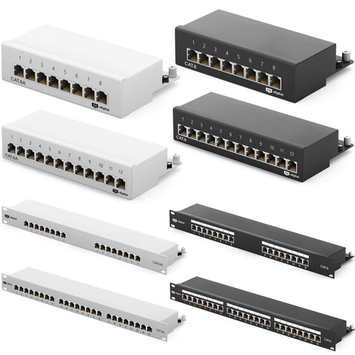 Cat6 Cat6a Patchpanel 8/12/16/24-Port RJ45 geschirmt Desktop Aufputz10 GB LAN