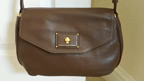 NWT MARC BY MARC JACOBS TURNLOCK BAG PURSE MOCHA BROWN LEATHER FLAP CROSSBODY