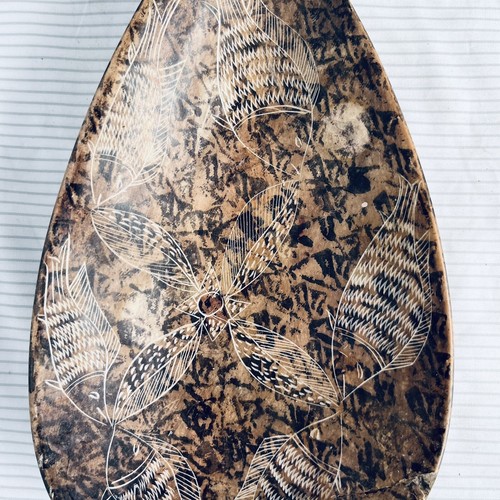 Vintage geschnitzt natürlich hellbraun Speckstein Blatt Schmuck Schale Tablett Made in Africa 9" - Bild 4 von 13