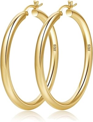 ''Aretes Argollas En Oro Pendientes Joyería Fina De Moda Regalos Para Mujer US ''