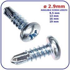 Self Drilling Screws 2.9mm Pan Head Zinc Plated BZP Metal Fixing Windows Roofing