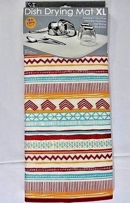 Aztec Theme Dish Drying Mat Eco Friendly Super Absorbent