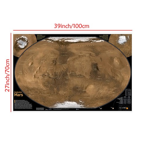 English Map of Mars Picture Poster Print Study Backdrop Wall Hanging Decoration - Picture 16 of 16