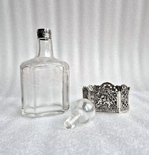 sch&ouml;ne handgeschliffene 830 Silber Glaskaraffe Dekanter deutsch um 1900 - Engel