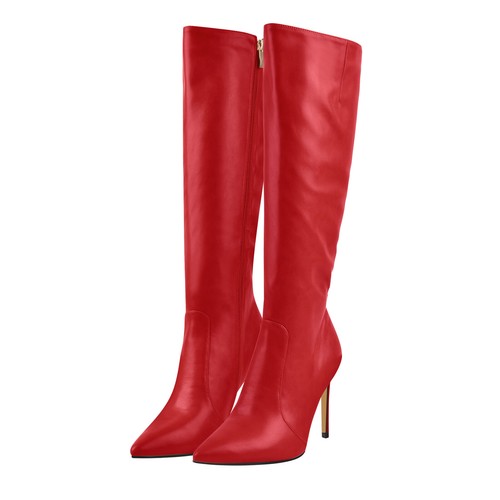 Women's High Heel Pointed Toe Stiletto Side Zipper Knee High Boots Fashion Shoes - Picture 7 of 10