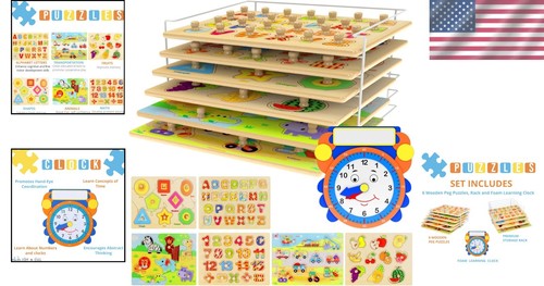 Langlebiges Kleinkind pädagogisches Puzzle Set - 6 Themen + Lernuhr enthalten - Bild 2 von 10