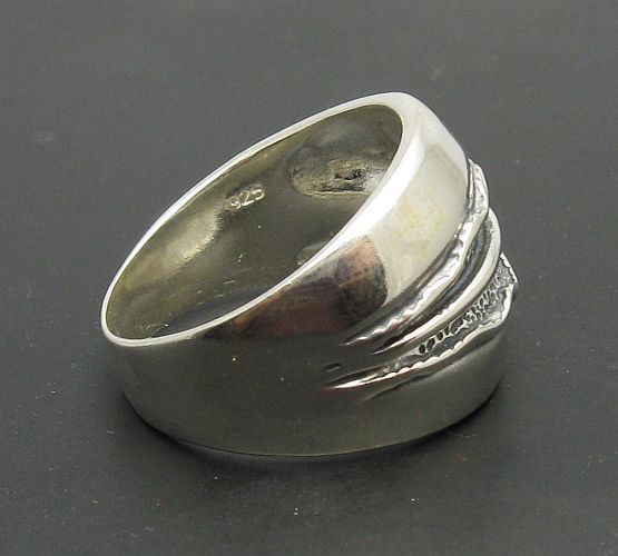 925 Sterling Silver Brushed Solid Back Polished and Textured Ring Size 8 Jewelry for Women