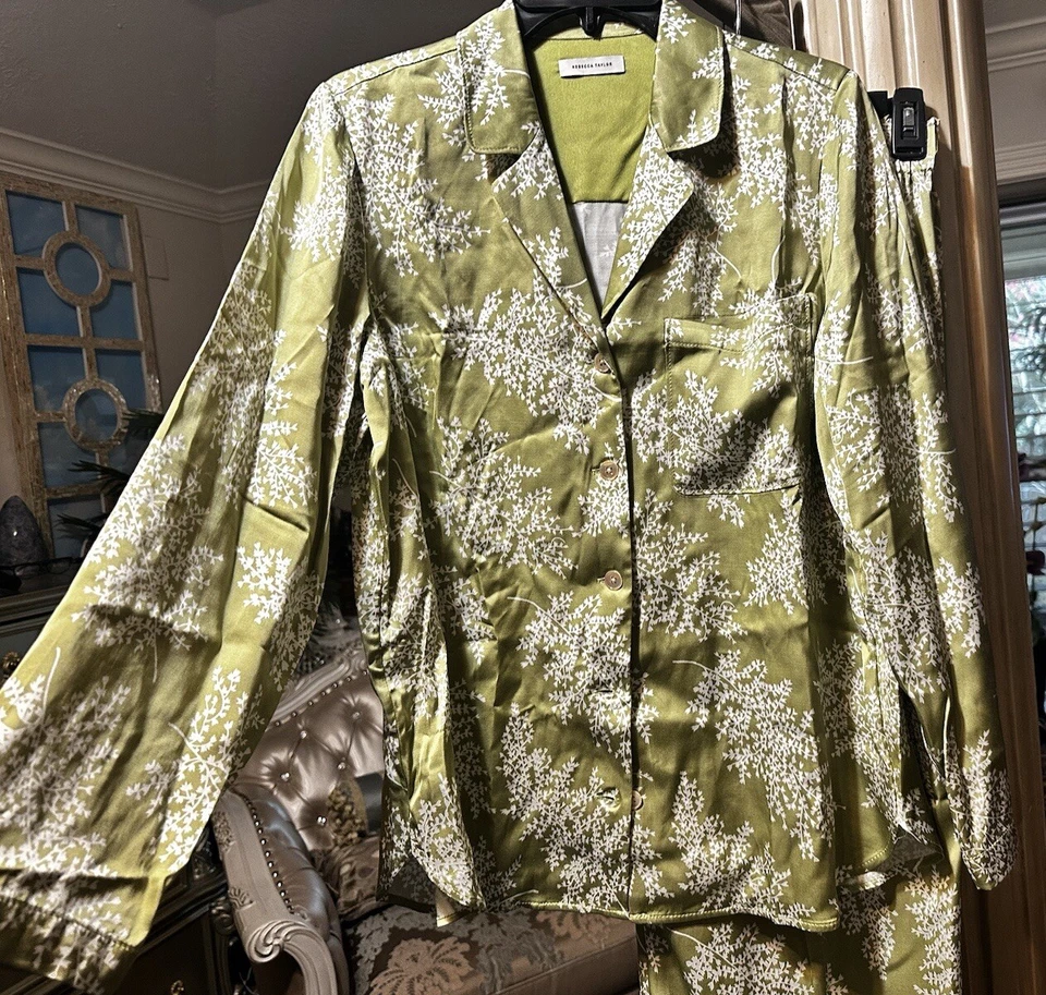 Conjunto Pantalón Rebecca Taylor Talla M Verde Blanco Floral Talla M Foto 2 de 4